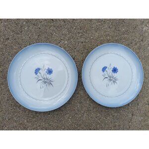 2 Bing & Grondahl Cornflower 8 3/8" Salad Plates Kjobenhavn Denmark VGC